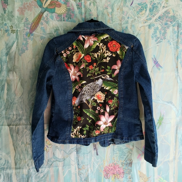 Sold Reworked Artsy Denim Jacked Back Cut Out - Picture 4 of 12